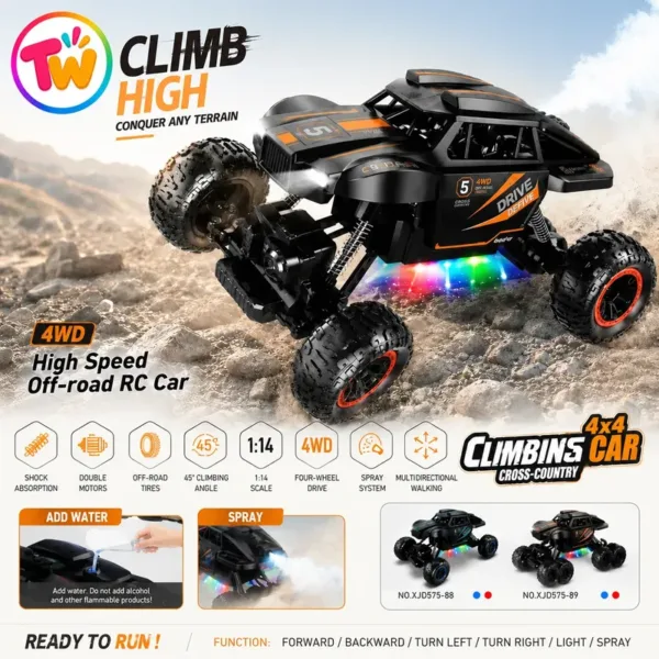1:14 Scale 4WD Climbing RC Car – High-Speed Off-Road Remote Control Car