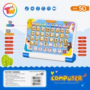 Kids Educational Puzzle Computer – Learning Toy with Letters, Numbers, Words & Quiz